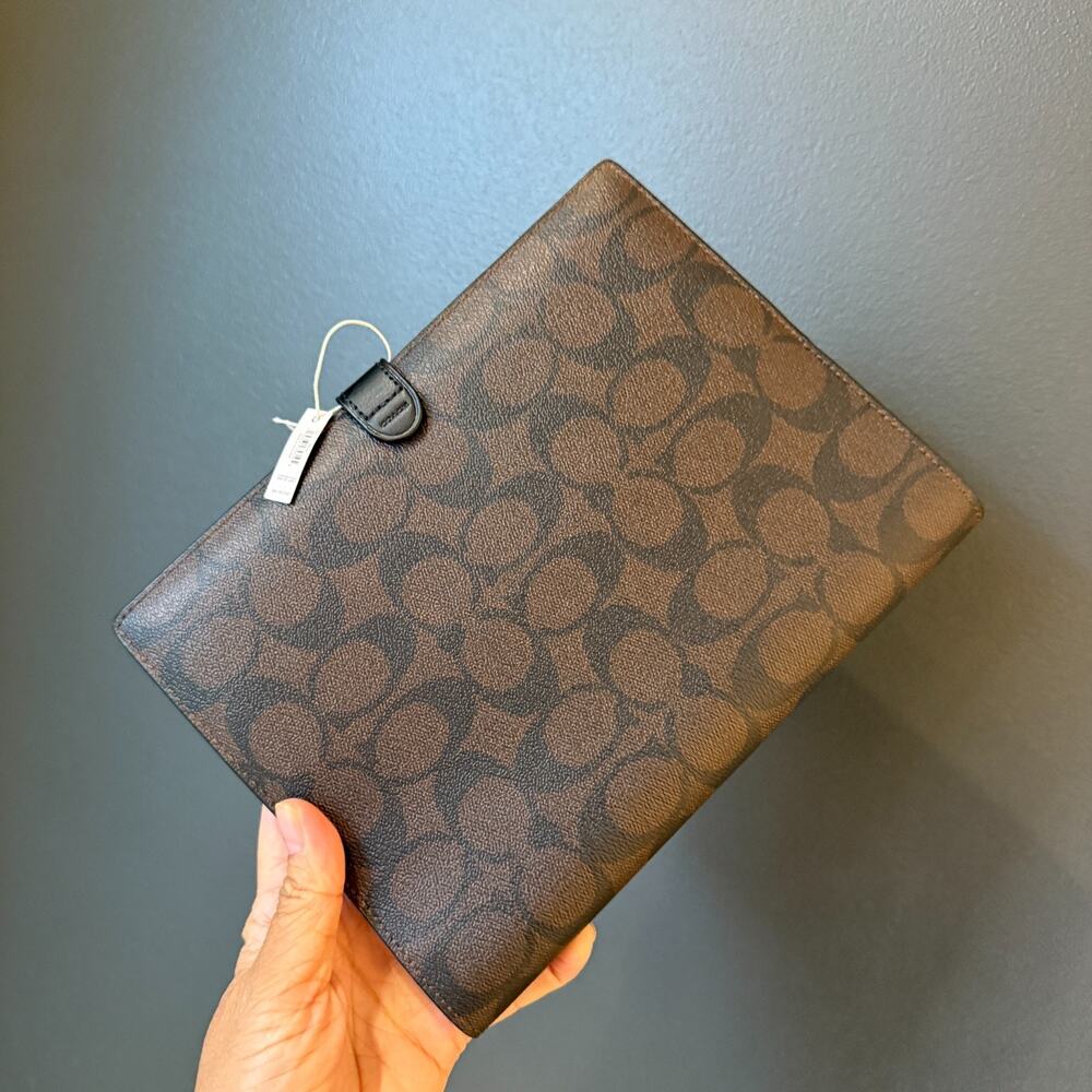 NEW‼️Coach Notebook In Signature Canvas Walnut/Black - Picture 3 of 5